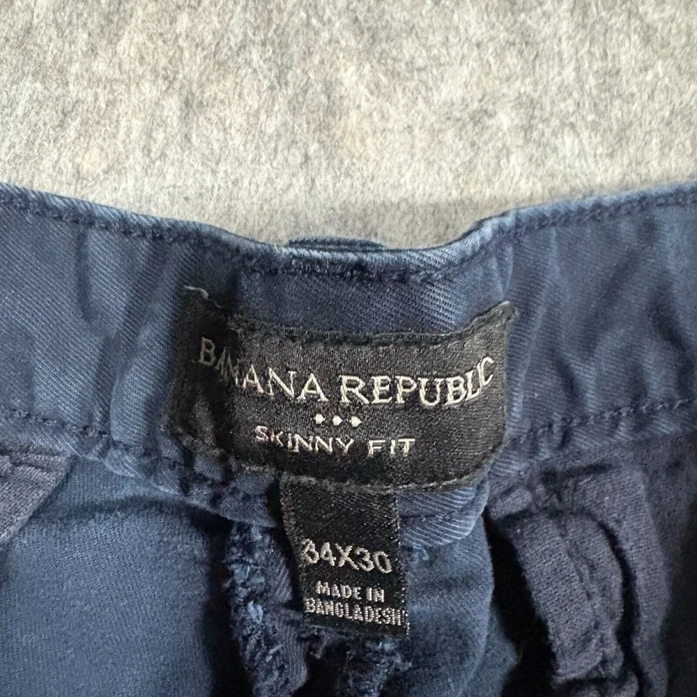 Banana Republic Men's Pants‎ Size 34 x 30 Navy Blue Skinny Fit Flat Front Travel